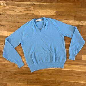 Vintage 70s/80s Baby Blue Orlon Acrylic USA Made Briarcliff V-Neck Sweater - M/L